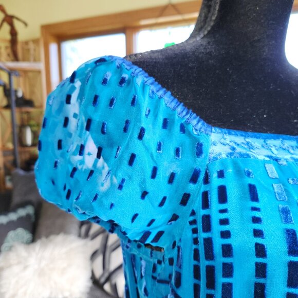 Hale Bob Deep Teal Velvet Burnout Beaded Tunic M - Picture 3 of 11